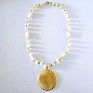 Vintage 1980's Sun Pendant Honey Quartz Stone Necklace